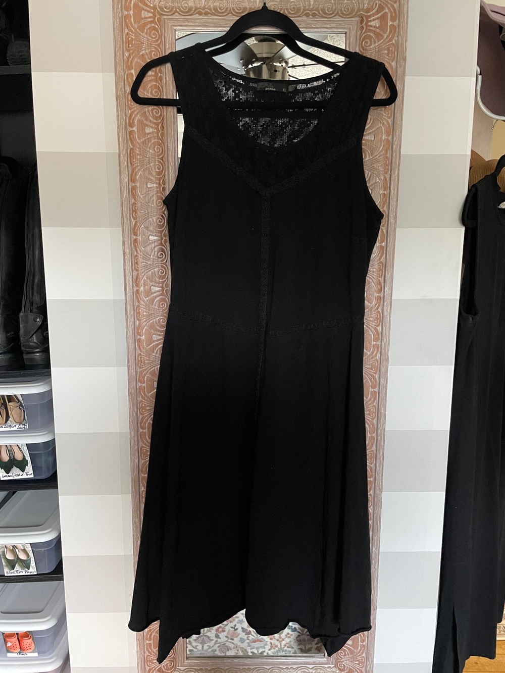 Prana Black Sleeveless V-Neck Midi Dress
